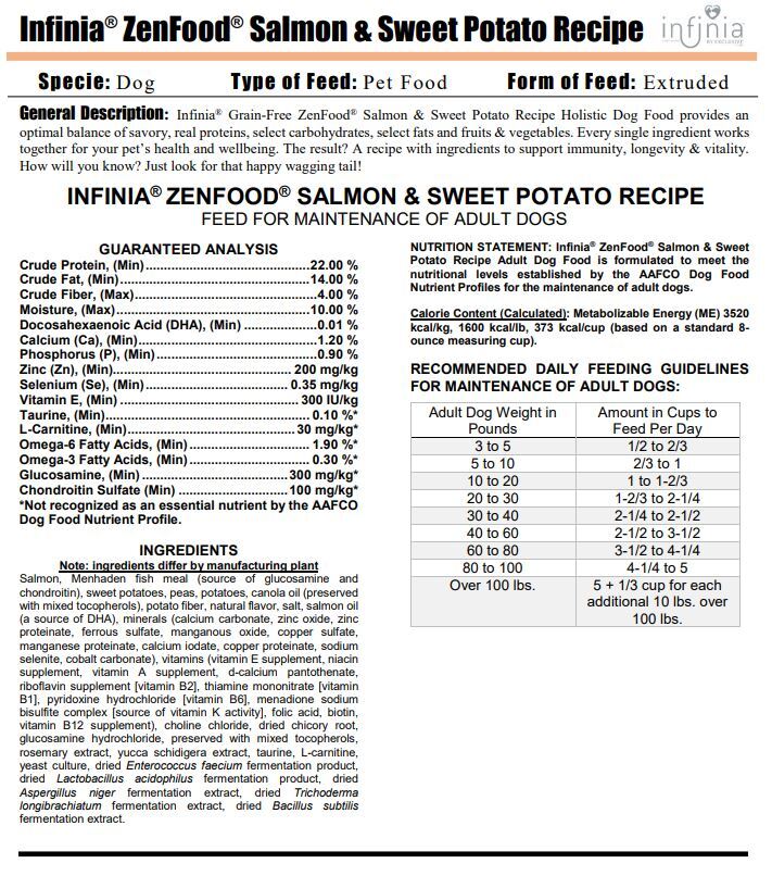 Infinia salmon clearance and sweet potato